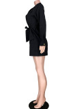 White Turndown Collar Zippered Bandage Solid Pure Long Sleeve Coats & Cardigan