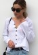 White Novelty Casual V-Neck Regular Full Solid Regular Blouses & Shirts