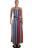 Red Chemical fiber blend Fashion adult Sexy Off The Shoulder Sleeveless Slip Swagger Ankle-Length backle