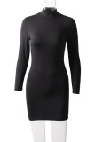 Black Milk. Sexy Cap Sleeve Long Sleeves Mandarin Collar Pencil Dress Knee-Length Solid Club Dresses