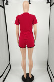 Black Fashion Casual Solid Basic O Neck Short Sleeve Two Pieces