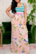 Pink Fashion Sexy Patchwork Print U Neck Vests Long Dress