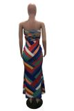 Multi-color Fashion Sexy Off The Shoulder Sleeveless Wrapped chest Mermaid Sheath Floor-Length Argyle