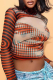 Tangerine Red Sexy Print Patchwork Turtleneck Tops