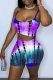 Purple Casual Print Patchwork Spaghetti Strap Sleeveless Two Pieces