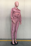 Blue Casual Solid Long Sleeve Regular Sleeve Two Pieces