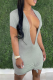 Grey Sexy Solid Patchwork V Neck Pencil Skirt Dresses