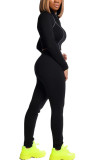 White Fashion Casual Adult Solid Patchwork O Neck Long Sleeve Regular Sleeve Short Two Pieces