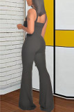Yellow Fashion Sexy adult Ma'am Solid Two Piece Suits Loose Sleeveless Two Pieces