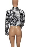 Leopard Print Street Print Patchwork Buckle Turndown Collar Tops