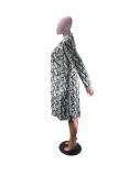 Silver cardigan serpentine Print Print Long Sleeve Coats & Cardigan