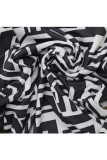 Black Sexy Two Piece Suits Patchwork Striped pencil Long Sleeve
