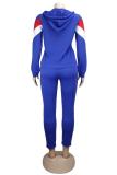 Red adult Fashion Active contrast color Patchwork Two Piece Suits Geometric pencil Long Sleeve