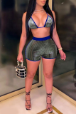 Red Sexy Street Patchwork Draw String Swimwears