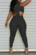 Black Fashion Sexy Solid Backless Strapless Sleeveless Two Pieces