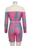Blue Sexy Fashion Print Tie Dye Patchwork asymmetrical Straight Long Sleeve