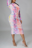 Leopard Print Casual Print Patchwork Pencil Skirt Dresses