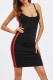 Black Sexy Casual Striped Patchwork Spaghetti Strap Sleeveless Dress