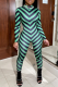 Green Casual Striped Patchwork Half A Turtleneck Skinny Jumpsuits