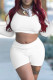White Fashion Casual Basic O Neck Long Sleeve Two Pieces