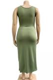 Black Fashion adult Sexy O Neck Bandage Two Piece Suits Solid