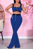 Red Fashion Casual Print Vests Pants Square Collar Sleeveless Two Pieces