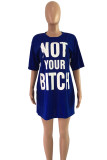 White Street Fashion adult Cap Sleeve Half Sleeves O neck Straight Mini Print Character Patchwor