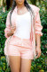Light Pink Fashion Casual Solid Basic Hooded Collar Long Sleeve Two Pieces
