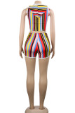 Stripe Fashion asymmetrical Two Piece Suits Slim fit crop top Tie Dye Striped Skinny Sleeveless