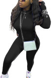 Orange Fashion Casual Adult Solid Patchwork O Neck Skinny Jumpsuits