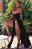 Orange Fashion Sexy Spaghetti Strap Sleeveless Slip Asymmetrical Ankle-Length asymmetrical split