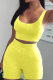 Yellow Casual Solid Patchwork U Neck Sleeveless Two Pieces