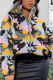 Yellow Fashion Casual Print Basic Mandarin Collar Outerwear