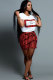 Red Fashion Casual Sexy Print Patchwork bow-knot Straight Short Sleeve