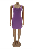 Purple Sexy Casual Letter Hot Drill U Neck Vest Dress