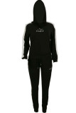 Black Celebrities Embroidery Patchwork Two Piece Suits Letter pencil Long Sleeve Two-piece Pant