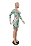 Multicolor Fashion Casual Print Tie-dye Hooded Collar Skinny Romper