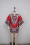 Black Fashion adult Sexy Bat sleeve Half Sleeves O neck Swagger Mini Patchwork Print
