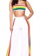 White Striped Mid Waist Elastic Waist Two-piece suit