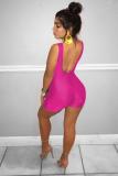 Black Sexy Fashion zipper Solid Backless Sleeveless Slip 
