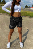 Pink Casual Print Patchwork Regular Mid Waist Straight Bottoms