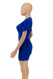Red Casual Solid Patchwork O Neck Short Sleeve Two Pieces