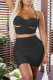 Black Fashion Sexy Solid Backless Spaghetti Strap Sleeveless Two Pieces