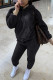 Black Fashion Sexy Adult Solid Patchwork Hooded Collar Long Sleeve Regular Sleeve Regular Two Pieces