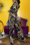 Gold Work Daily Print Without Belt O Neck Regular Jumpsuits