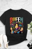 Black Fashion Casual Print Basic O Neck T-Shirts