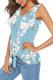 Light Blue V Neck Sleeveless asymmetrical Print Button Floral Sweaters & Cardigans