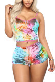 Orange Fashion Sexy Leopard Two Piece Suits Straight Sleeveless Two Pieces