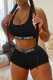 Black Casual Sportswear Solid Letter U Neck Sleeveless Two Pieces