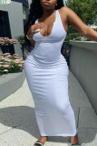 Black Sexy Solid Solid Color U Neck Straight Dresses